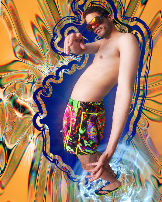 Quick-dry swim shorts with bold print, mesh lining, and UPF 50+ – Tamaro Tigro TideBoy Shorts