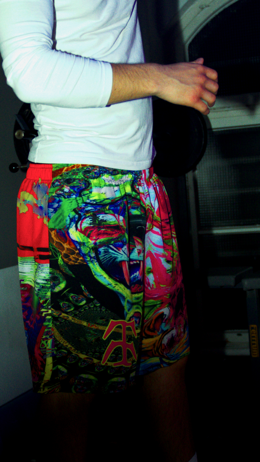 Quick-dry swim shorts with bold print, mesh lining, and UPF 50+ – Tamaro Tigro TideBoy Shorts