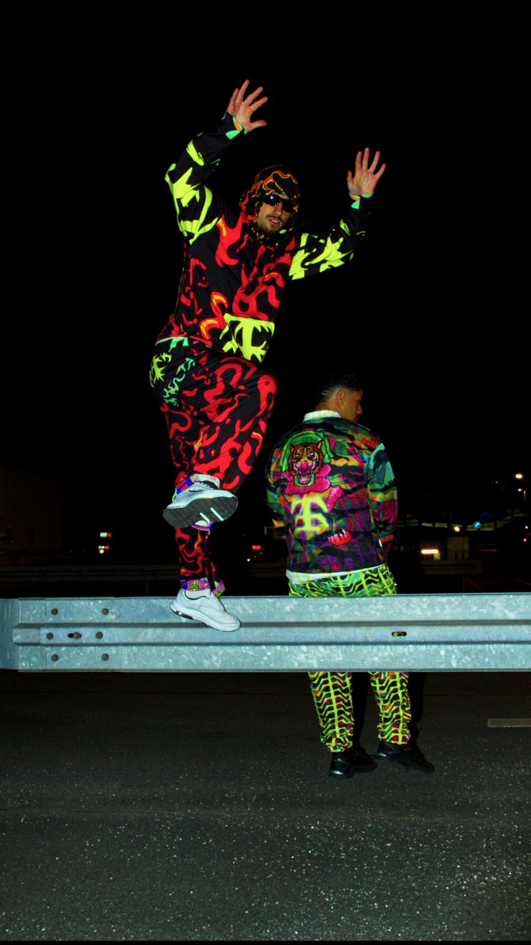 All-over print unisex hoodie with double-lined hood and fleece lining – Tamaro Tigro TurboFyre Hoodie and Wide-leg-pants